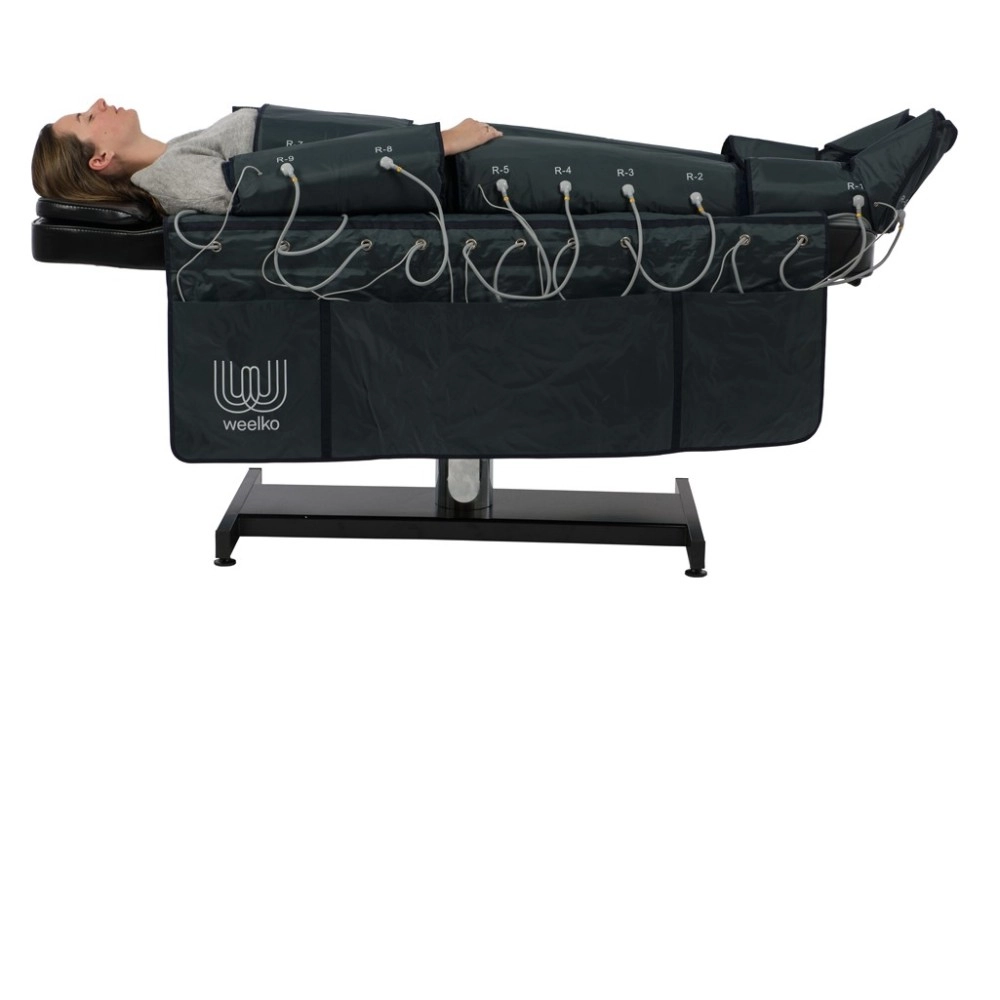 Pressoterapia sequencial com termoterapia regulável HighTech Sauna Air Weelko -Weelko -Máquinas de Pressoterapia Profissional